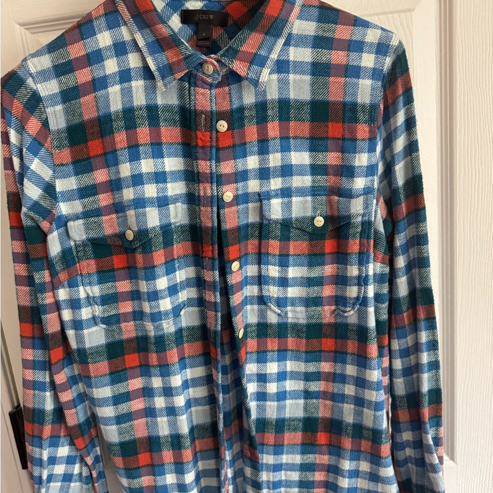 J. Crew women’s flannel Plaid Shirt - Blue, Red, Green